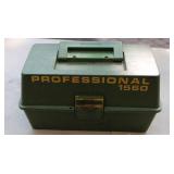 Loaded Vintage Green Tackle Box, Mepps spinners spoons and more!