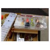 Loaded Vintage Green Tackle Box, Mepps spinners spoons and more!