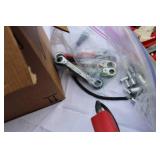 Box of Hand tools, Axe, Hammer Drill Sander & Screwdrivers