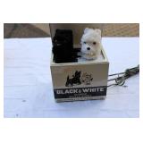 Vintage Black & White Blended Scotch Whiskey Mechanical Scottie/terrier display
