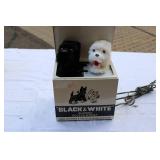 Vintage Black & White Blended Scotch Whiskey Mechanical Scottie/terrier display