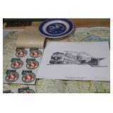 Large Great Northern Collection Railroad Dishes, paper Collectibles prints, maps and more