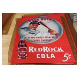 (14) Metal Babe Ruth Red Rock Cola Signs – 11.5" x 16" – Vintage Style