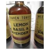 (7) 8oz Sweet Haven Mixed Drink Tonic (4) Lemon Basil & Lavender (1) Spiced Cherry & Orange (1) Ginger Lime & Peppercorn (1) Blueberry Mint & Black Tea