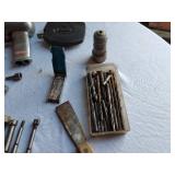 Mixed Tool Lot including Campbell Hausfeld Air Chisel, Various Drill Bits, Sockets and Hand Tools