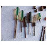 Mixed Tool Lot including Campbell Hausfeld Air Chisel, Various Drill Bits, Sockets and Hand Tools