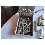 Mixed Tool Lot including Campbell Hausfeld Air Chisel, Various Drill Bits, Sockets and Hand Tools