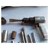 Mixed Tool Lot including Campbell Hausfeld Air Chisel, Various Drill Bits, Sockets and Hand Tools