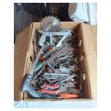Box of Hand Tools and More including Saws, Pliers, Screwdrivers