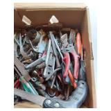 Box of Hand Tools and More including Saws, Pliers, Screwdrivers