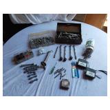 Lot of Hand Tools and Hardware Items Including Bolts and Drill Bits