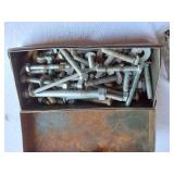 Lot of Hand Tools and Hardware Items Including Bolts and Drill Bits