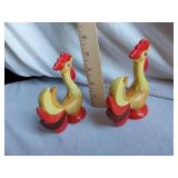 1960 Holt Howard Rooster Salt and Pepper Shakers