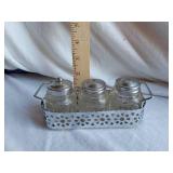 Glass Salt and Pepper Shaker Set with Metal Carrier