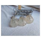 Glass Salt and Pepper Shaker Set with Metal Carrier