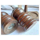 Vintage Wooden Salt and Pepper Grinder Set with Stand Made in Japan