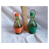 Vintage Green Glass Bottles Salt and Pepper Shakers