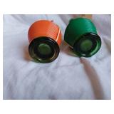 Vintage Green Glass Bottles Salt and Pepper Shakers