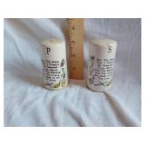 Decorative Ceramic Salt and Pepper Shakers with Meal Blessing Poem