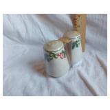 Salt and pepper shakers with holly design New in Package