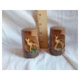 Long Beach, CA Wooden Salt and Pepper Shaker Set with Deer Design