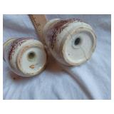 Vintage ceramic salt and pepper shakers with farm scene design