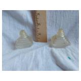 Pair of Clear Glass Pyramid-Shaped Salt and Pepper Shakers