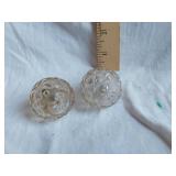 Pair of Vintage Glass Salt and Pepper Shakers with Metal Tops