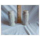 Pair of White Ceramic Salt and Pepper Shakers