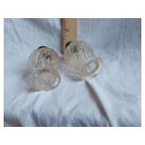 Pair of Vintage Glass Salt and Pepper Shakers with Metal Tops