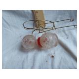 Salt and Pepper Shaker Set with Red Caps in Cart