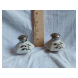 Salt and Pepper Shakers with Floral Design, Made in Japan
