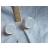 Vintage White Milk Glass Salt and Pepper Shakers with Gold Caps