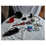 SEARS Heavy Duty Pipe Wrench, Funnels, Various Clamps and More