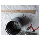 Assorted Hardware and Tools including Cable, Bolts, and Rivets