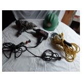 Black & Decker Bulldog Impact Wrench, Craftsman Drill, Extension Cords, Work Light, and Hard Hat