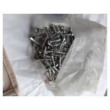 Lot of Hardware and Fasteners including Menards Tool Apron, Nails, and Bolts