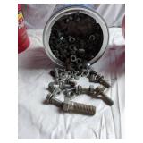 Mixed Hardware Lot including Bolts, Nuts, Washers, and Metal Plates