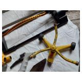 Garden Tools and Accessories including Roundup Weed Killer (partials), Sprinklers, and Hand Tools