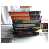 Braytonic TV, Sanyo VCR, and Audio/Video Media Collection including Cassettes and VHS Tapes