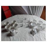 Corelle Cups, Gibson Mugs, and Glass Tumblers