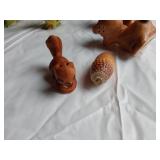 Vintage Collectible Items including Wisconsin Sugar and Creamer, Animal Figurines, and Decorative Pieces