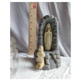 Decorative Items including Ceramic Figurine, Glass Jars, and Candle Holder