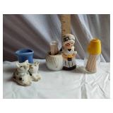 Kitchen Collectibles including Ceramic Figurines and Toothpick Holders