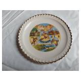 Collectible Plates and Figurines includingTilso Donkey (broken), South Dakota Plate, Texas Saucer, and Animal Figurines