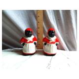 Black Americana Salt and Pepper Shaker Set with Red and White Design