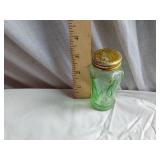 Green Glass Shaker with Metal Lid