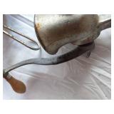 Foley Food Mill, Vintage Hand Crank Meat Grinder, and Assorted Kitchen Strainers