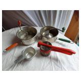 Foley Food Mill and Kitchen Tools including Red Potato Ricer, Foley Measuring Cup, and Accessories