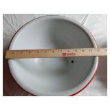 Pair of White and Red Enamel Bowls